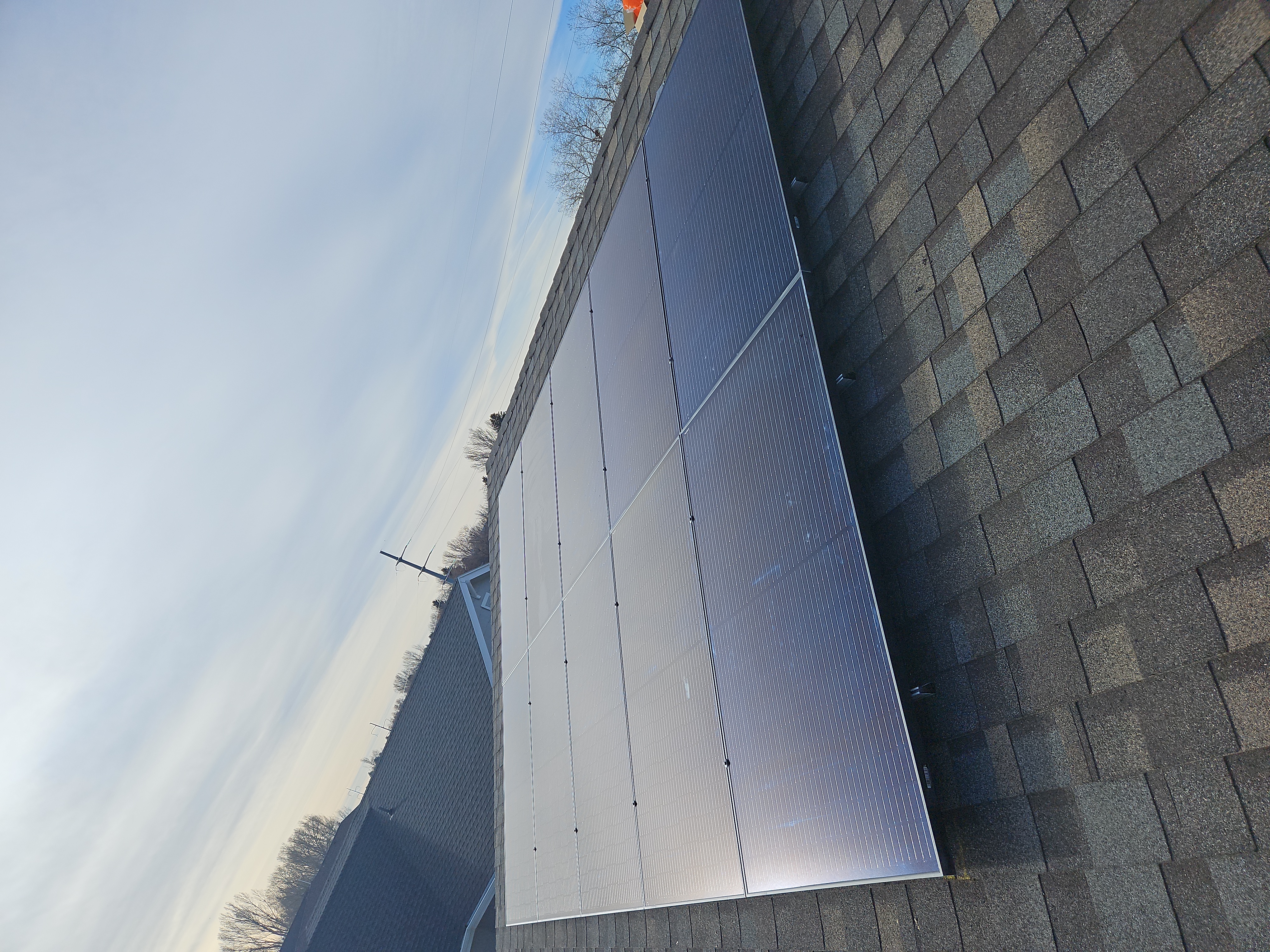Solar panels installed on a tilted roof